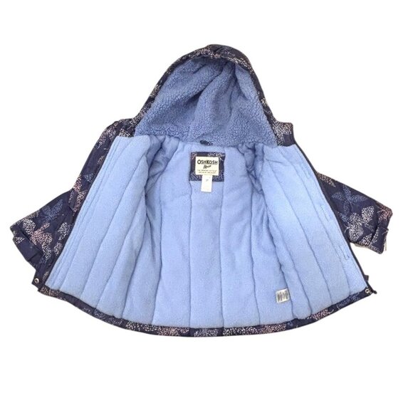 Osh Kosh B Gosh Girls Winter Jacket Snow Bib Set Blue Floral Pattern Snow Suit 3 - Picture 5 of 8